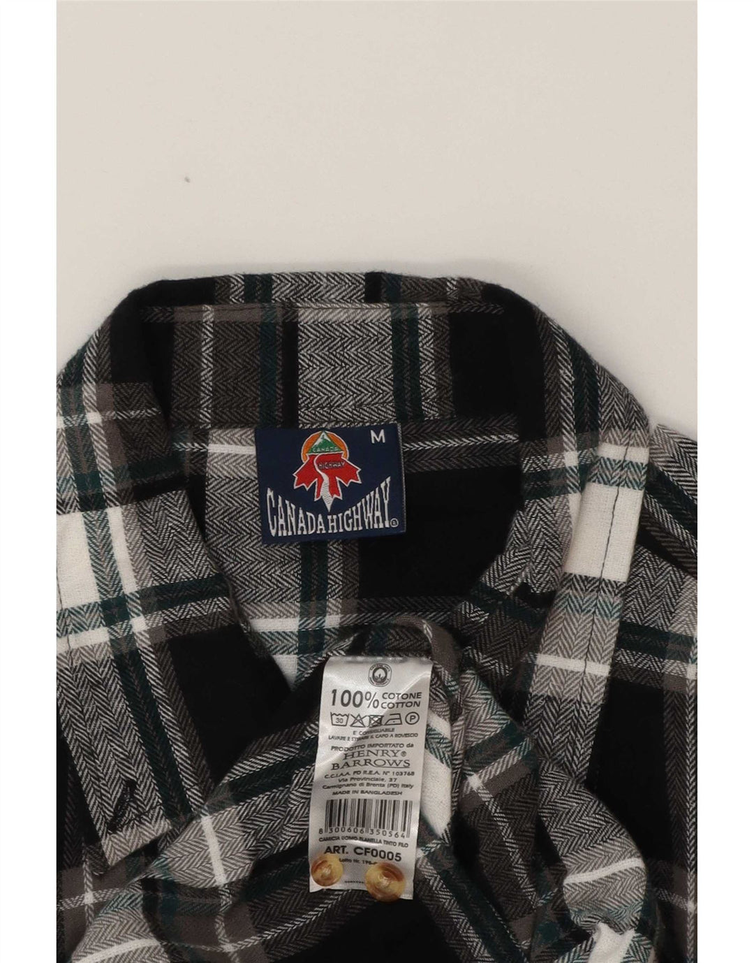 Vintage muška flanelska košulja, srednji crni karirani pamuk