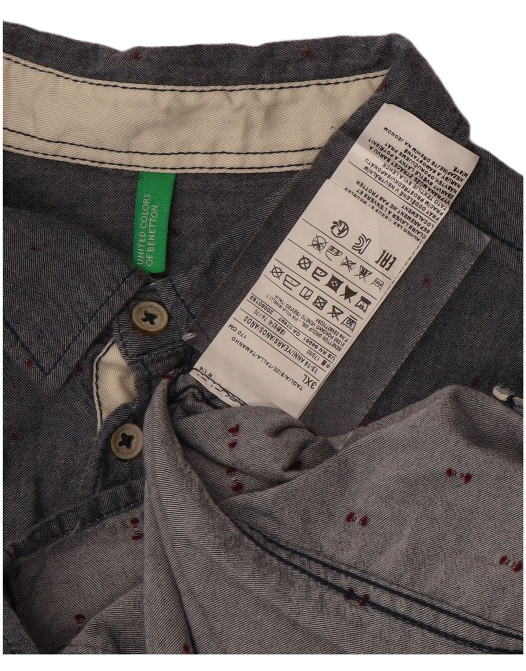 BENETTON košulja za dječake 13-14 godina 3XL tamnoplavi pamuk na točke