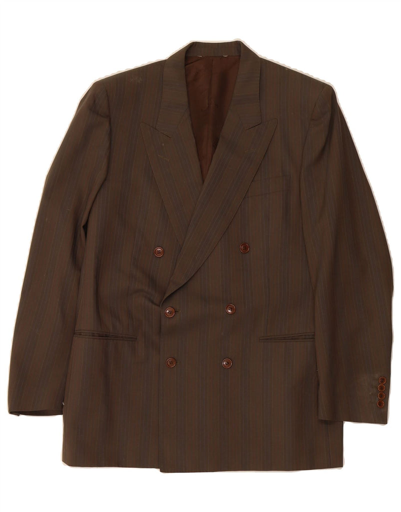 LANVIN Mens Double Breasted Blazer Jacket EU 50 Large Brown Pinstripe Wool Vintage Lanvin and Second-Hand Lanvin from Messina Hembry 