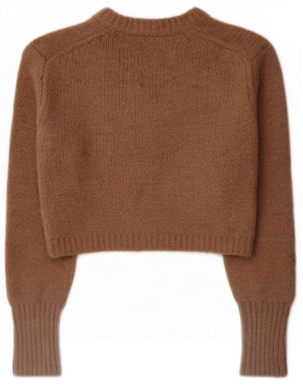 Zara ženski kratki džemper s kratkim izrezom UK 10 Small Brown
