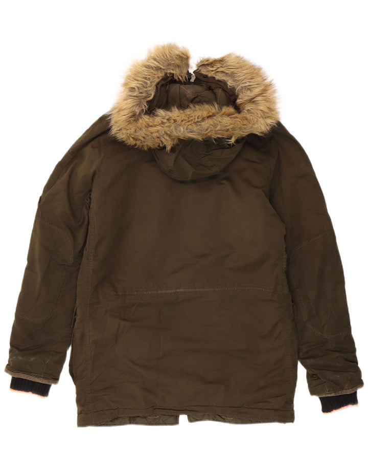 Superdry ženska velika parka jakna s kapuljačom UK 6 XS kaki poliester