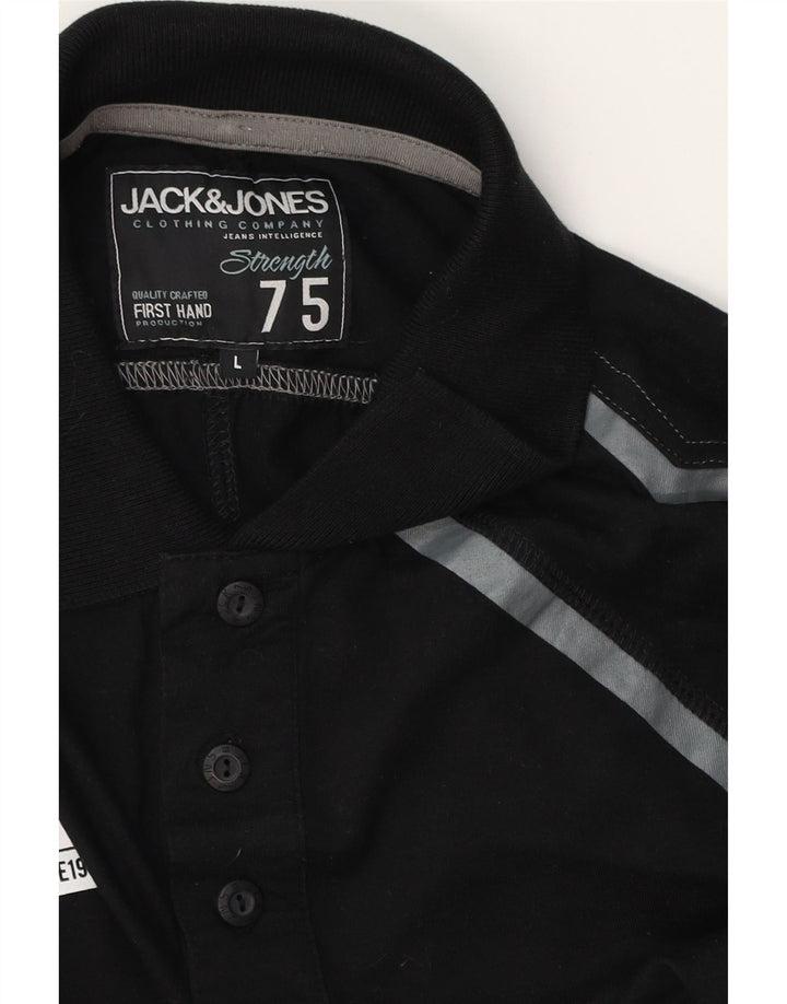 JACK & JONES muška polo majica velika crna geometrijska