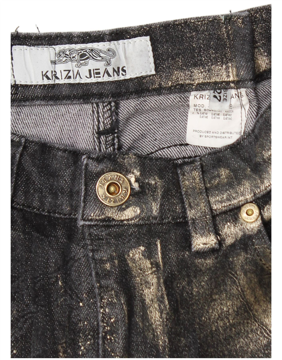 Ženske traperice Krizia Graphic Bootcut W27 L29 tamnoplavi pamuk