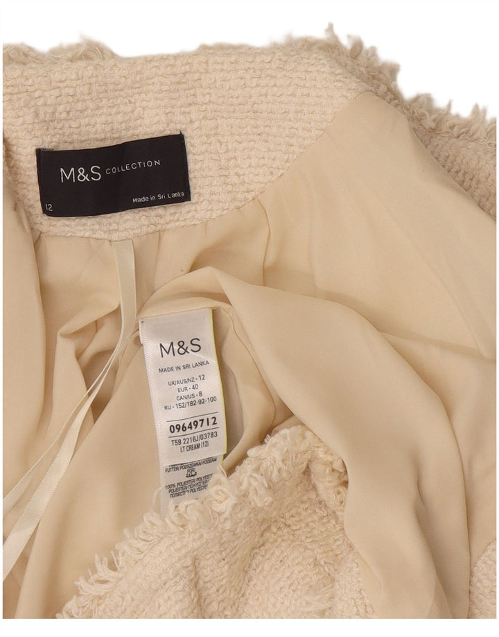 Marks & Spencer Ženska jakna s otvorenim sakoom UK 12 Srednje bijeli pamuk
