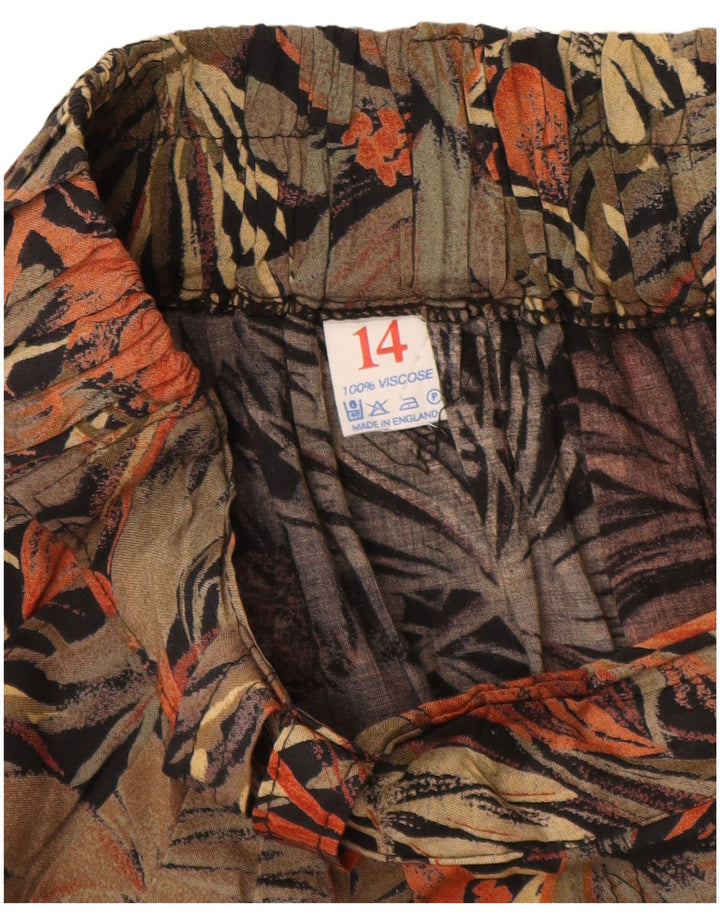 VINTAGE ženska suknja A-kroja UK 14 srednje W28 smeđa cvjetna viskoza