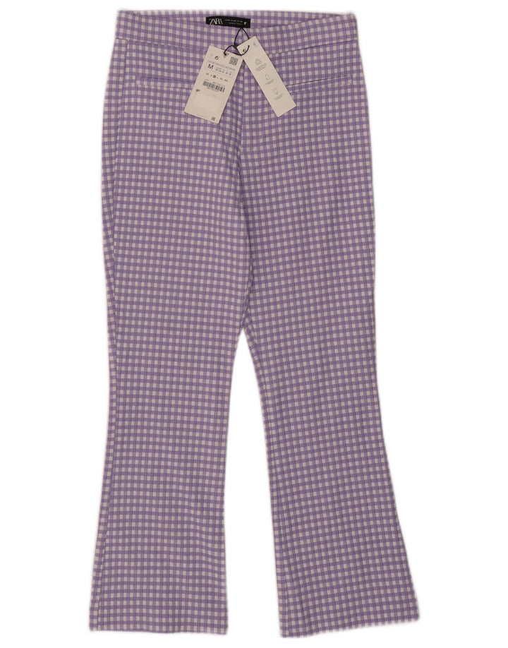 Skraćene ženske hlače Zara Bootcut srednje veličine W28 L25 ljubičasta gingham
