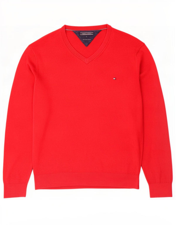Tommy Hilfiger muški džemper s V-izrezom XL, crveni pamuk