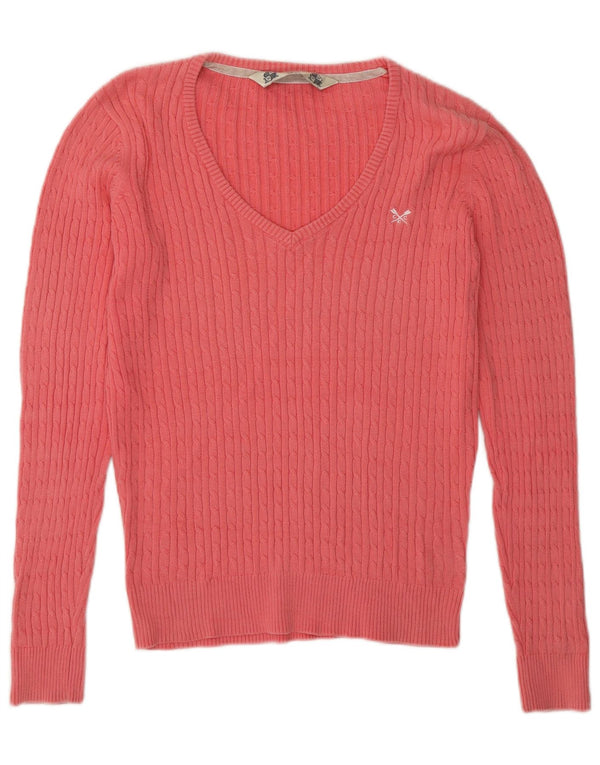 Crew Clothing Ženski džemper s V-izrezom UK 12 srednje ružičasti pamuk