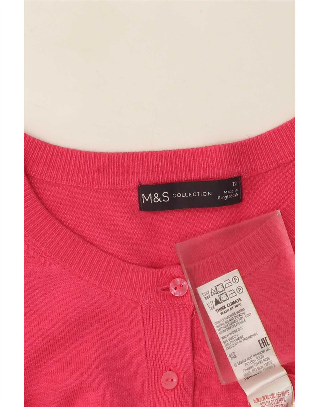Marks & Spencer ženski kardigan pulover UK 12 Srednje ružičasta viskoza