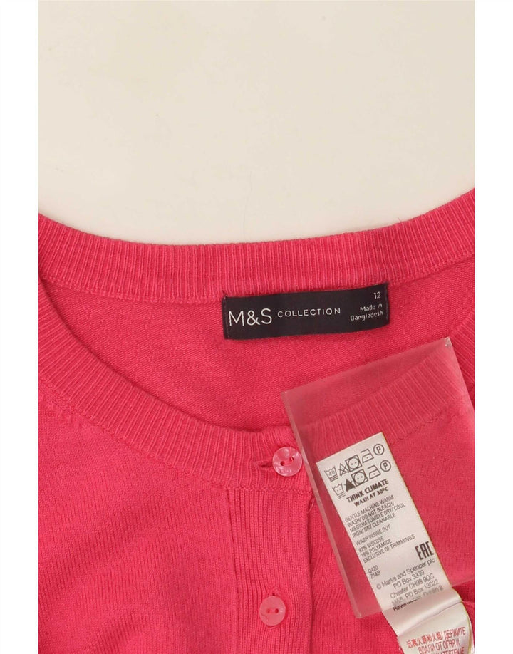 Marks & Spencer ženski kardigan pulover UK 12 Srednje ružičasta viskoza