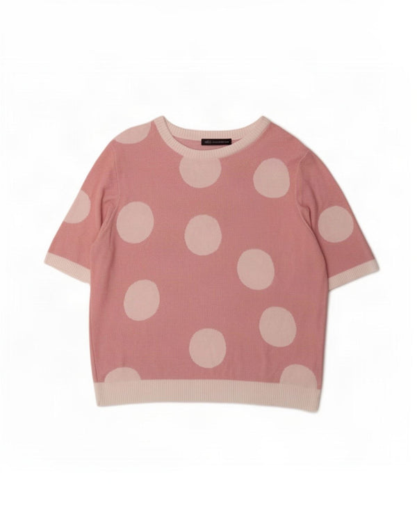 Marks & Spencer Womens Boat Neck Jumper Sweater UK 18 XL Pink Polka Dot