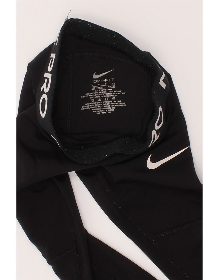Nike Girls Dri Fit Graphic Leggings 4-5 Years Small Black Poliester