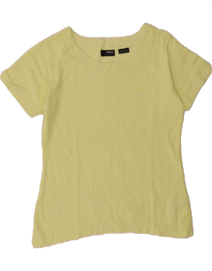 FILA Womens T-Shirt Top UK 12 Medium Yellow Cotton Vintage Fila and Second-Hand Fila from Messina Hembry 