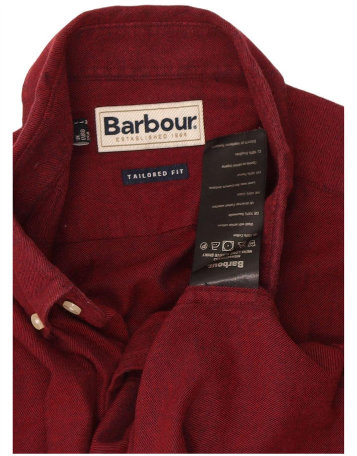 Barbour muška krojena košulja od velikog tamnocrvenog pamuka