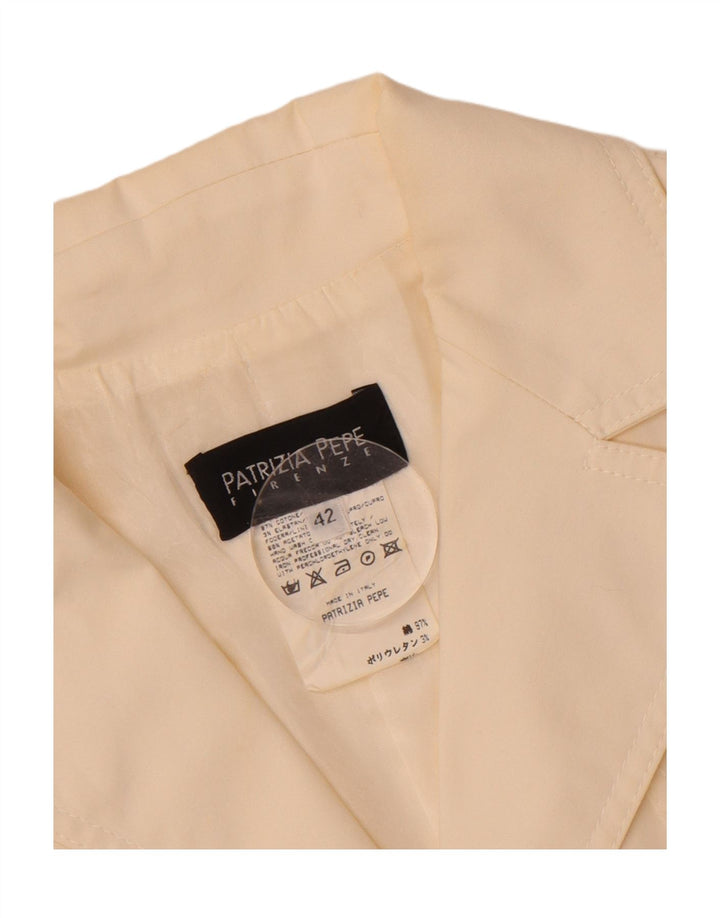 PATRIZIA PEPE Womens Crop 2 Button Blazer Jacket IT 42 Medium Off White Vintage Patrizia Pepe and Second-Hand Patrizia Pepe from Messina Hembry 
