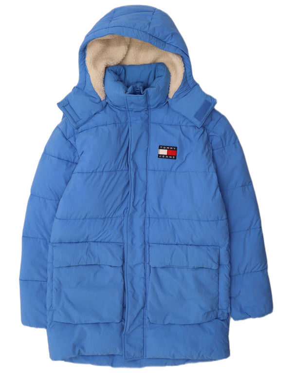 Tommy Hilfiger muški podstavljeni kaput s kapuljačom UK 36 Mali plavi poliamid