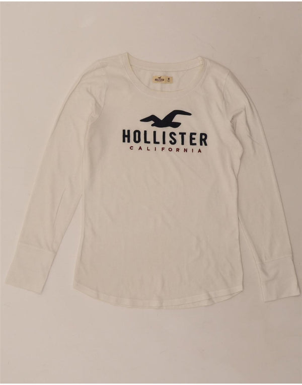 HOLLISTER Womens Graphic Top Long Sleeve UK 14 Medium White