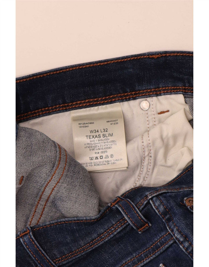 Wrangler Muške Texas Slim Jeans W34 L32 Plavi pamuk