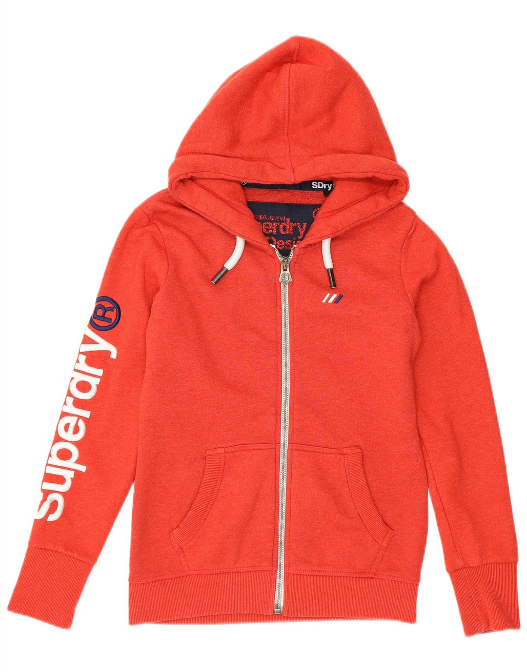 SUPERDRY ženski pulover s kapuljačom s patentnim zatvaračem UK 8 Mali narančasti pamuk