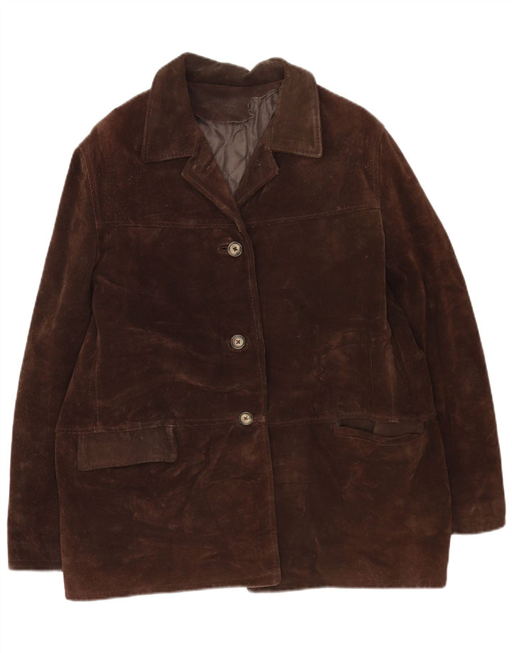 Vintage ženska jakna od brušene kože IT 46 velika smeđa koža