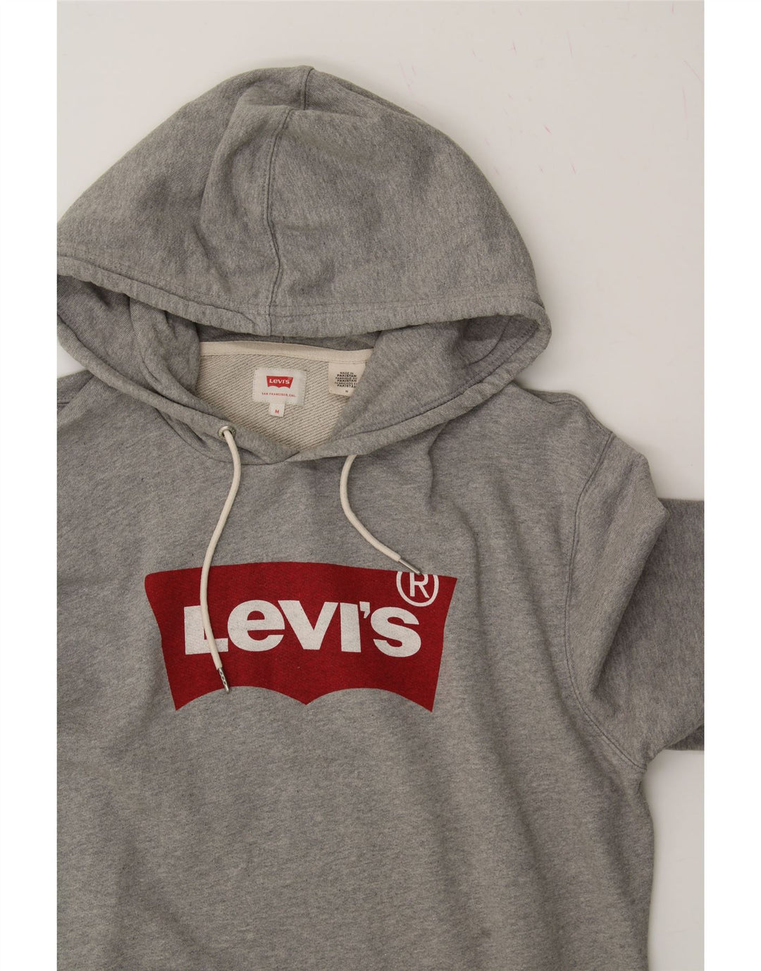 LEVI'S Mens Graphic Hoodie Jumper Medium Grey Cotton Vintage Levi's and Second-Hand Levi's from Messina Hembry 