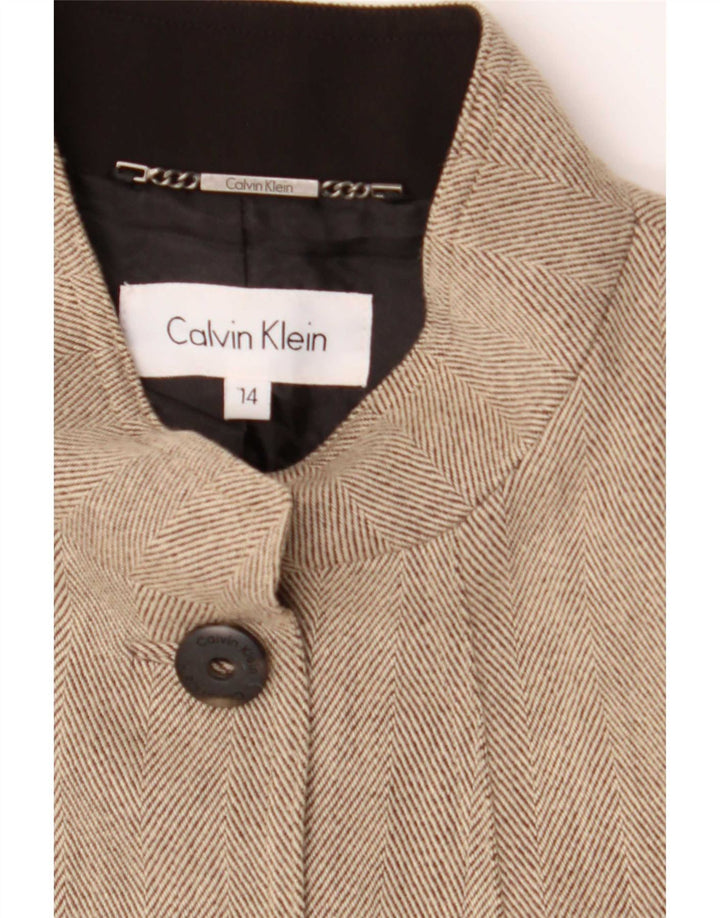 Calvin Klein ženski sako sa 5 gumba US 14 XL bež riblja kost rajon