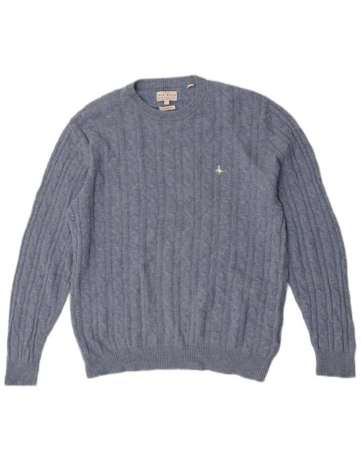 Jack Wills Muški The Marlow džemper s okruglim izrezom Veliki plavi vuneni pulover