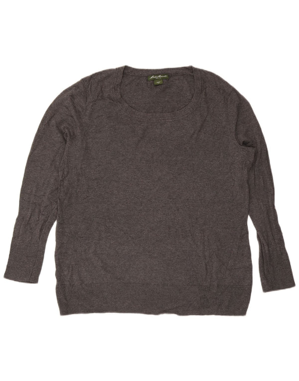 Eddie Bauer ženski džemper s okruglim izrezom UK 18 XL sivi flekasti pamuk