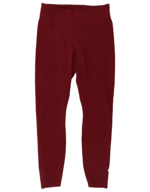 Nike Ženske Dri Fit Leggings UK 12 Medium Burgundy Poliester
