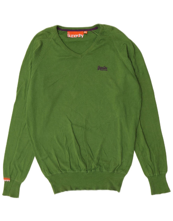 Superdry muški džemper s V-izrezom XL, zeleni pamuk