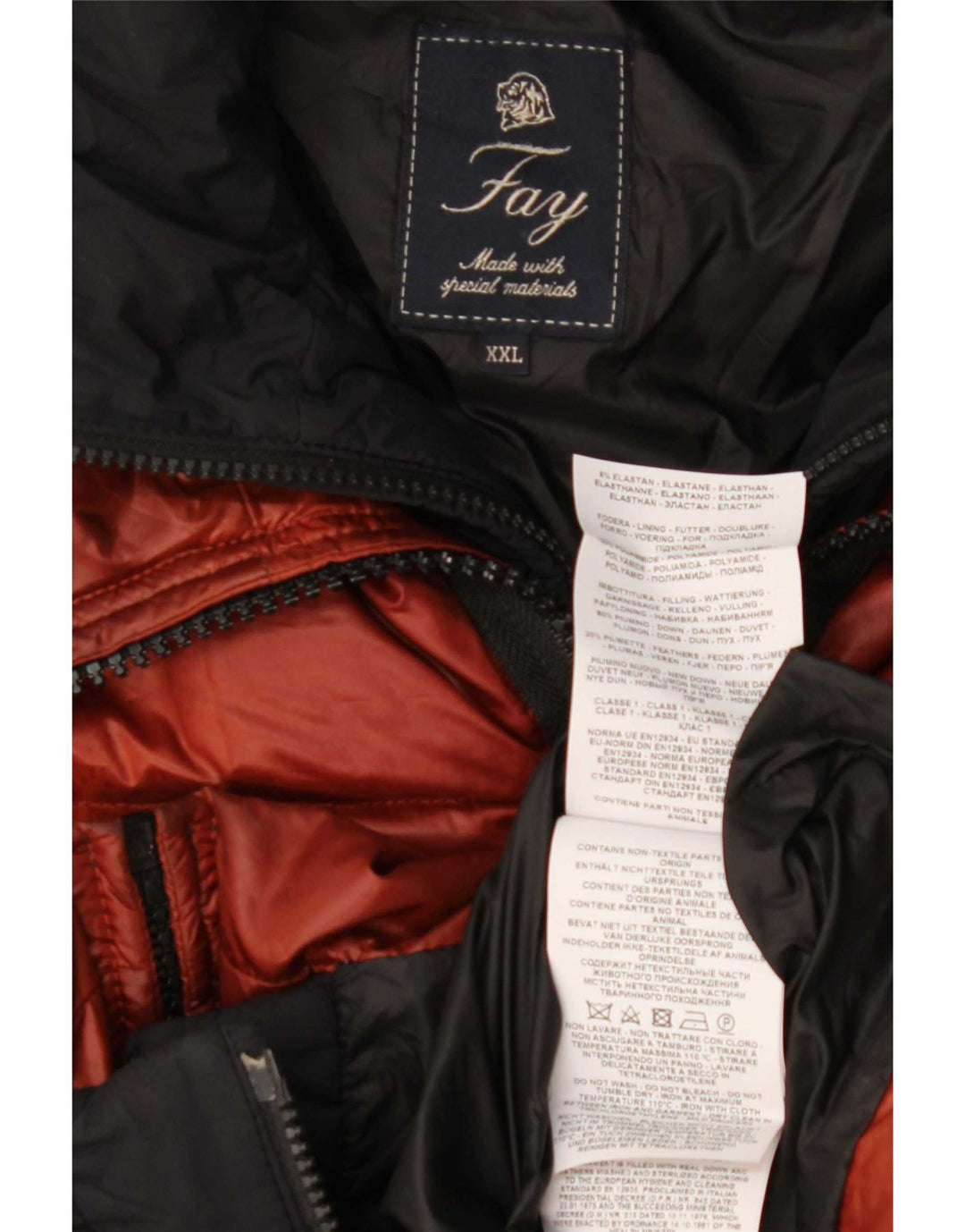 Fay Muška podstavljena jakna s kapuljačom UK 44 2XL Red Colourblock poliamid