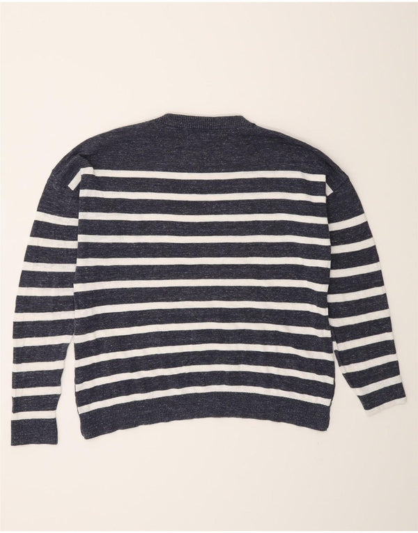Fat Face Womens Boat Neck Jumper Sweater UK 10 Small Navy Blue Striped