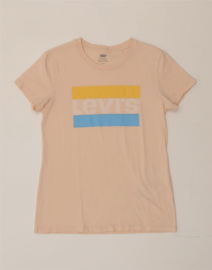 Gornja ženska majica kratkih rukava Levi's s grafičkim motivima UK 10 Small Pink Cotton