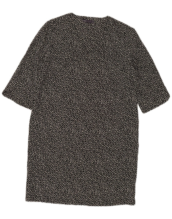 MARKS & SPENCER Ženska Shift haljina UK 14 Veliki crni geometrijski poliester