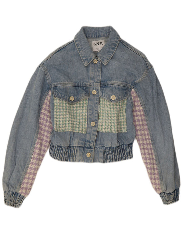 Zara ženska crop traper jakna UK 10 Small Blue Patchwork