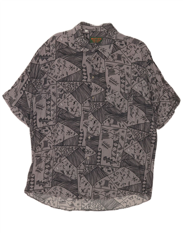 Vintage muška košulja kratkih rukava XL siva geometrijska
