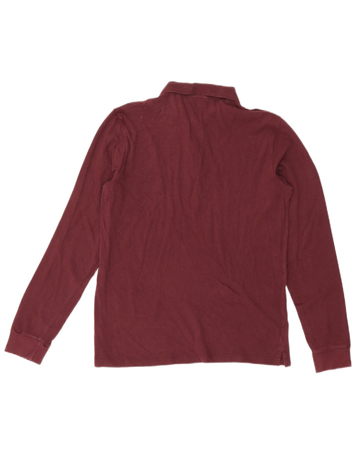 NEXT Mens Regular Fit Long Sleeve Polo Shirt Medium Burgundy Cotton