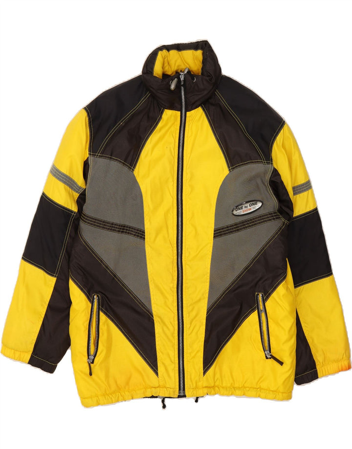 ONE BY ONE Mens Windbreaker Jacket UK 40 Large Yellow Colourblock Vintage One By One and Second-Hand One By One from Messina Hembry 