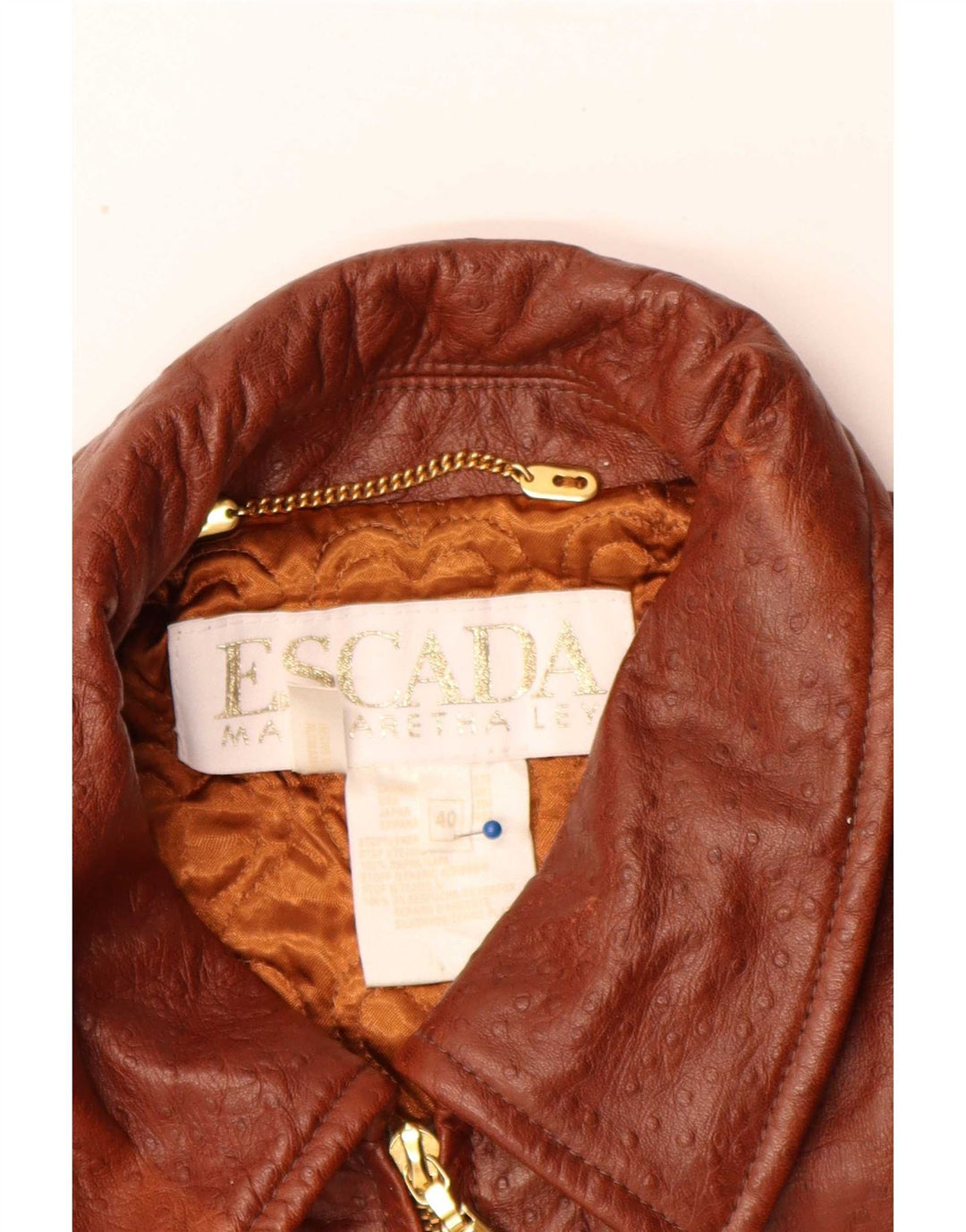 Escada Womens by Margaretha Ley Loose Fit kožni kaput EU 40 Srednje smeđi