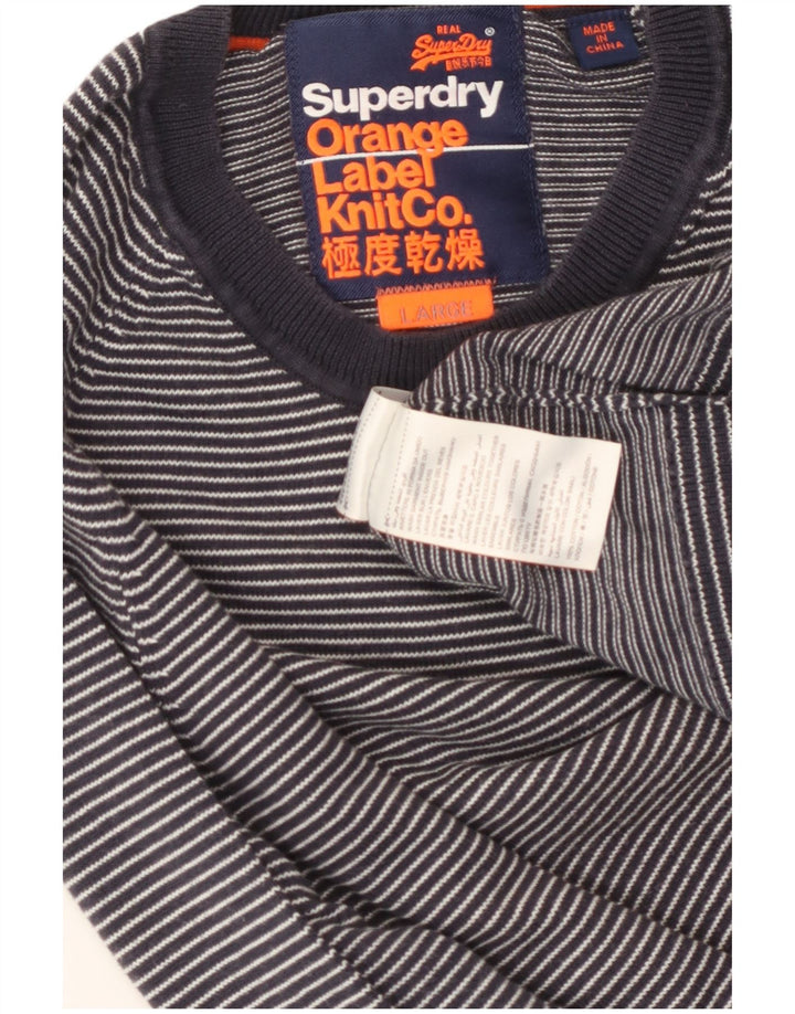 Superdry muški džemper s okruglim izrezom Veliki tamnoplavi pamuk na pruge