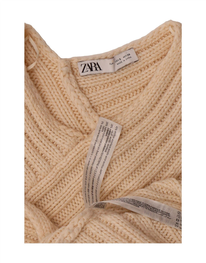ZARA Womens Poncho Jumper UK 10 Small Off White Acrylic Vintage Zara and Second-Hand Zara from Messina Hembry 