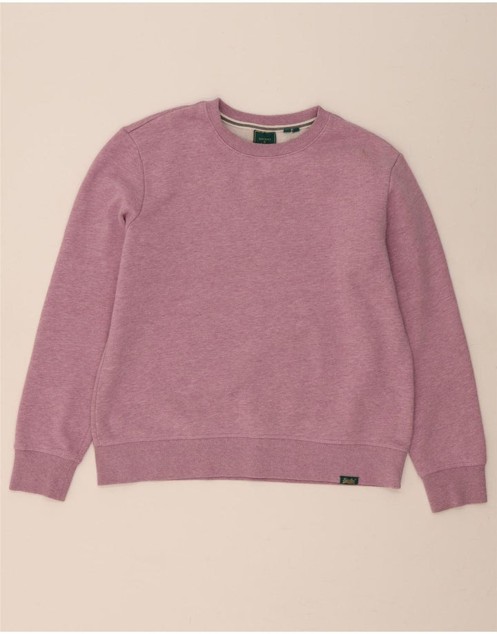 SUPERDRY Womens Oversized Sweatshirt Jumper UK 14 Large Pink Flecked Vintage Superdry and Second-Hand Superdry from Messina Hembry 