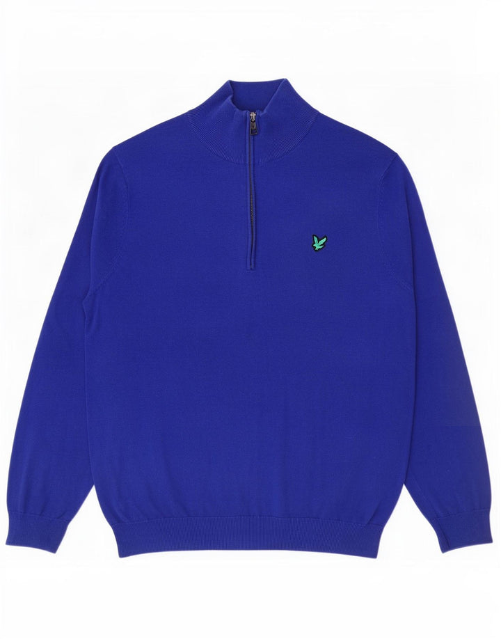 Lyle & Scott muški džemper s izrezom i velikim plavim pamukom