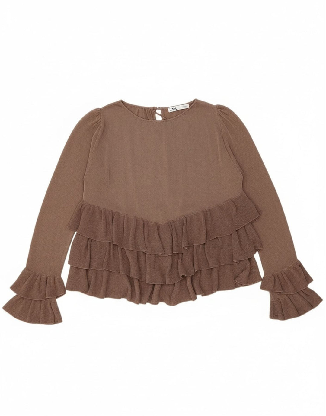 Zara ženska prevelika bluza dugih rukava UK 10 Small Brown Colourblock