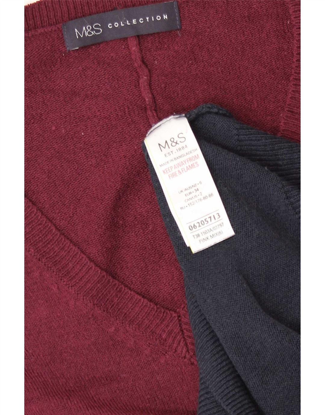 Marks & Spencer ženski džemper s V-izrezom UK 6 XS Višebojni