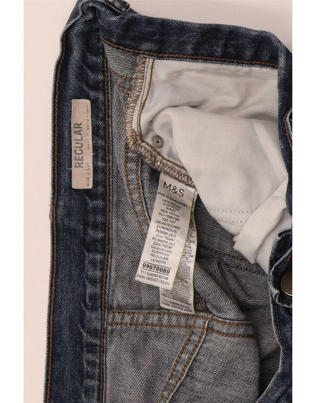 Marks & Spencer muške obične ravne traperice W42 L31 plavi pamuk