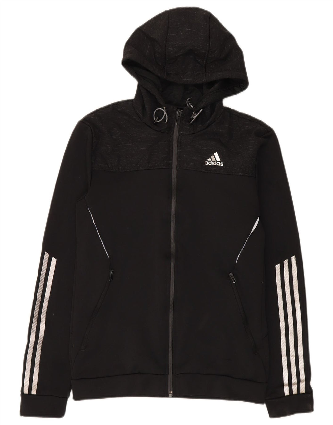 Adidas muški pulover s kapuljačom na patentni zatvarač mali crni poliester