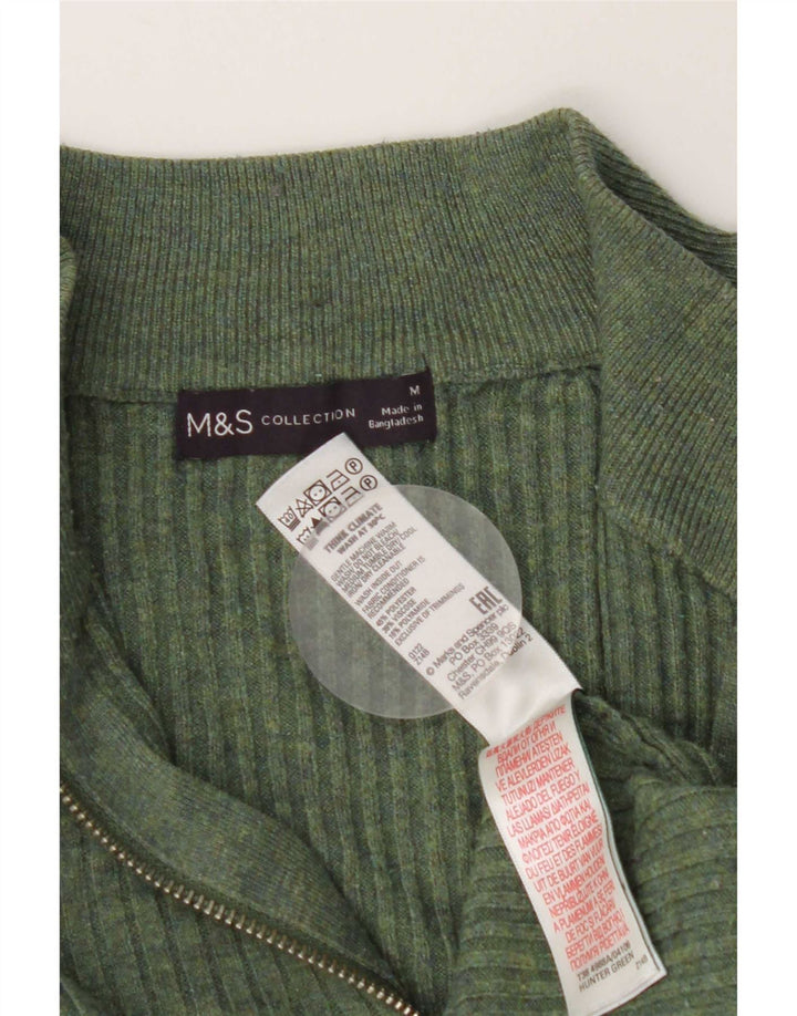 Marks & Spencer ženski džemper s izrezom s patentnim zatvaračem UK 14 Srednje zeleni poliester