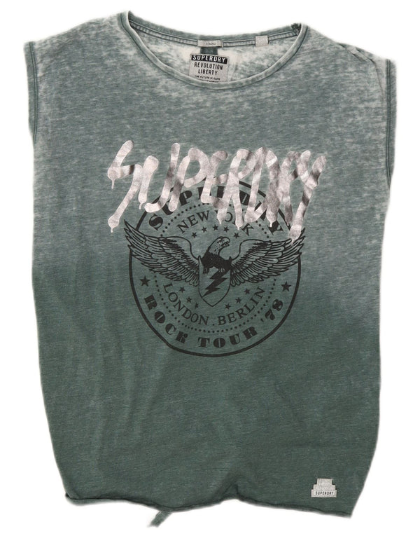 Superdry ženski preveliki grafički prsluk UK 8 Mali zeleni pamuk