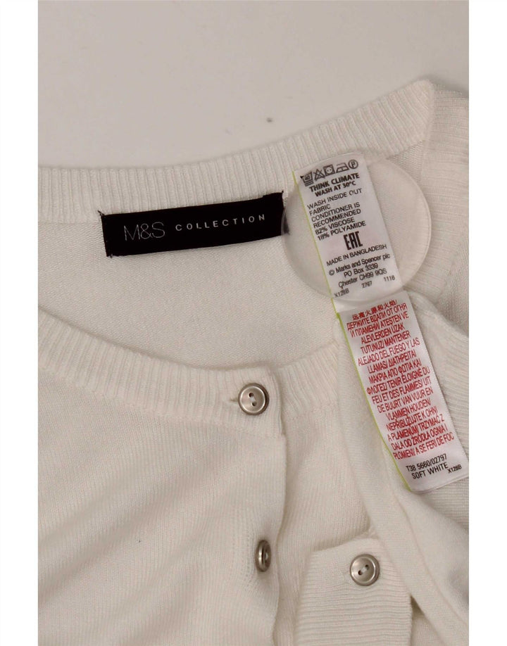 Marks & Spencer ženski kratki kardigan pulover UK 12 srednje bijele viskoze